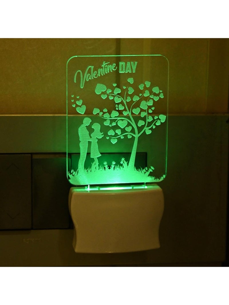 Somil 3D Illusion The Sweet Couple Multi Colour LED Night Wall Lamp, Self Color Changing, Dia: 5 X 10 X 5 Cm - Image 2