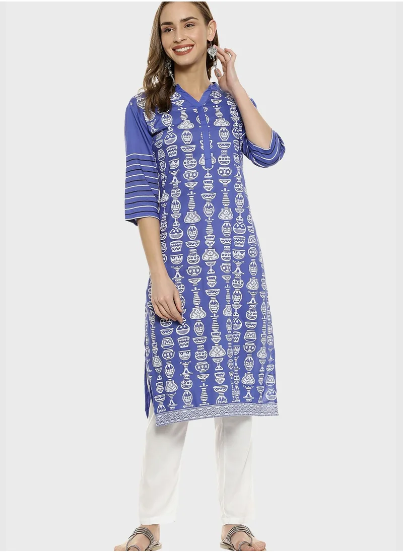 Instafab Printed Kurti and Pant Set