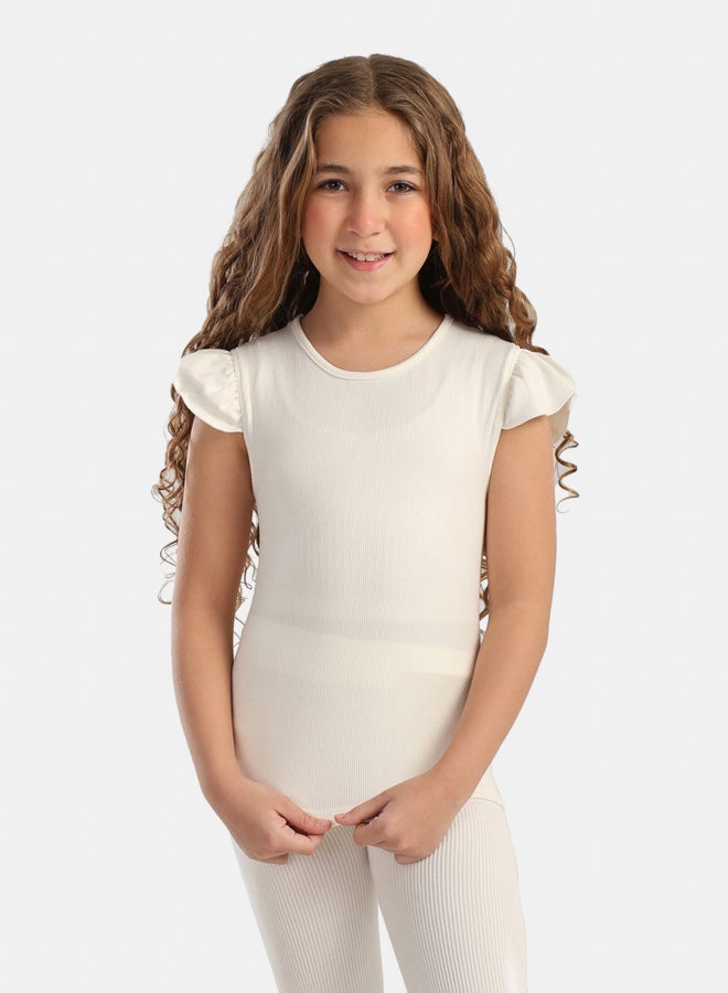 Carina Girly Ribbed Ruffle Top - Image 1