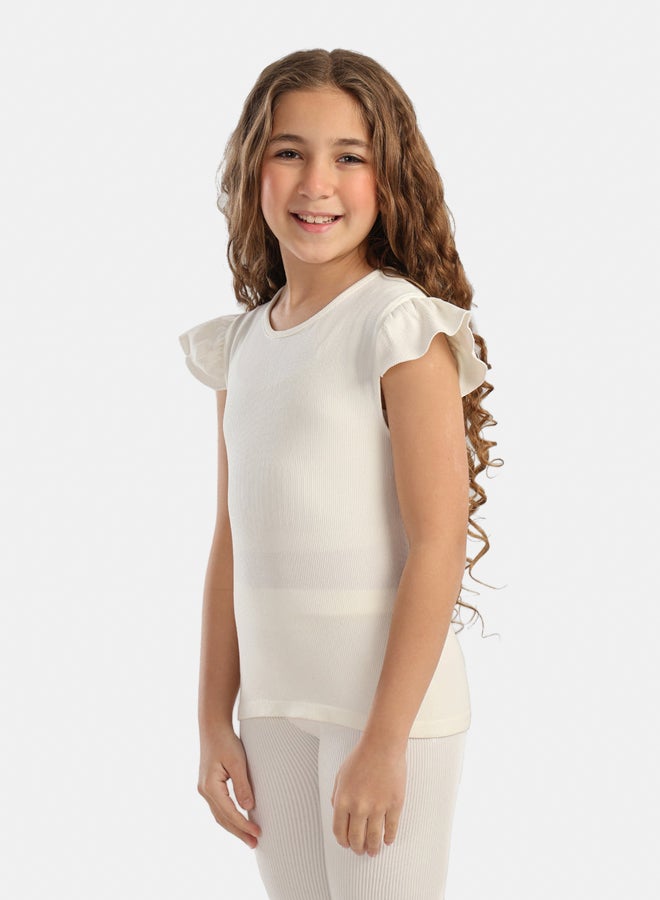 Carina Girly Ribbed Ruffle Top - Image 2