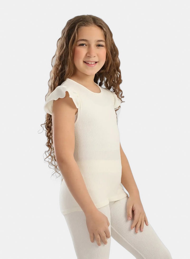 Carina Girly Ribbed Ruffle Top - Image 2