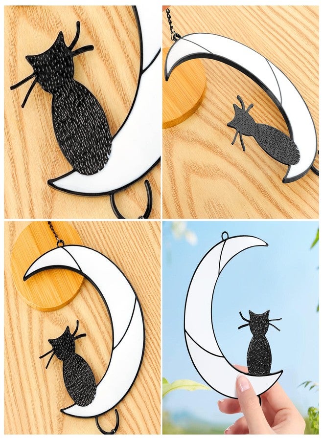 Godboy Black Cat on Moon, Hanging Ornament Gift, Cat Memorial Gifts, Pet Loss Sympathy Gift, for Cat Lovers - Image 2