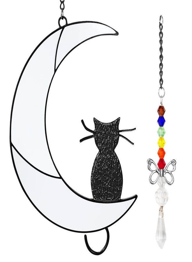 Godboy Black Cat on Moon, Hanging Ornament Gift, Cat Memorial Gifts, Pet Loss Sympathy Gift, for Cat Lovers - Image 1