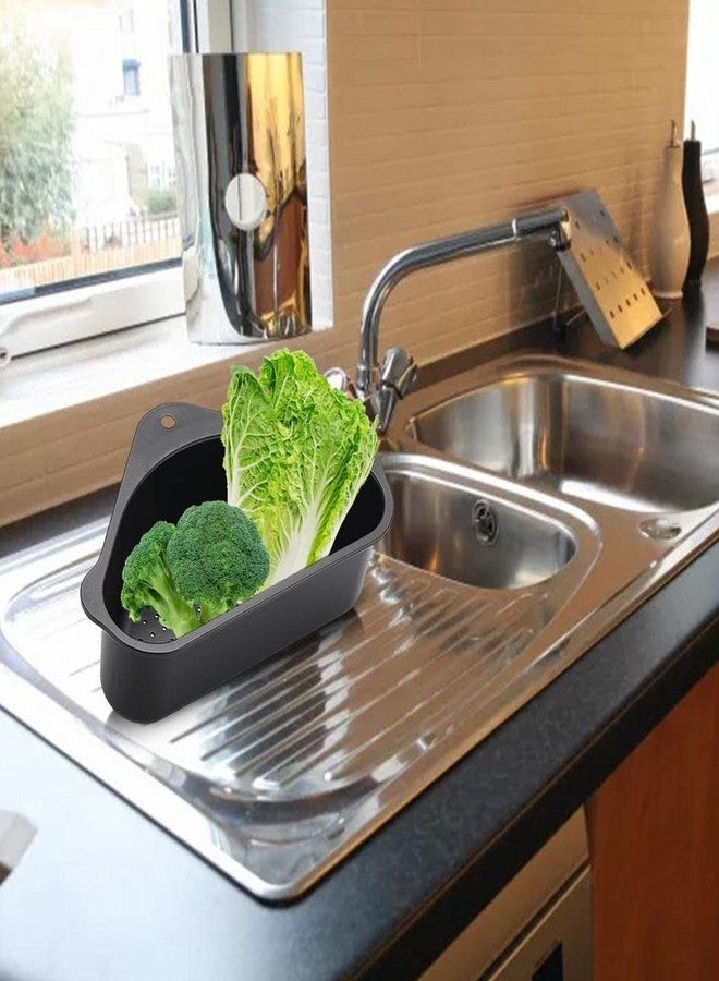 TGOPIT 2 Pack Sink Drain Shelf Triangular Sink Basket Storage Rack Sucker, Sink Sponge Holder for Kitchen Bathroom Support Corner,Black - Image 4