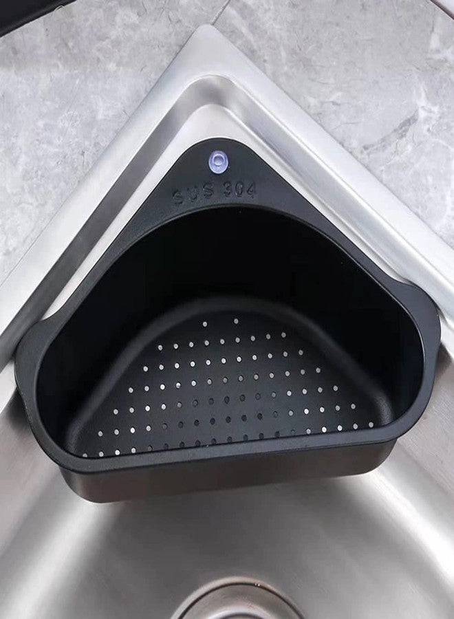 TGOPIT 2 Pack Sink Drain Shelf Triangular Sink Basket Storage Rack Sucker, Sink Sponge Holder for Kitchen Bathroom Support Corner,Black - Image 3