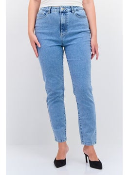Women Slim Fit Washed Stretchable  Mom Jeans, Light Sky Blue