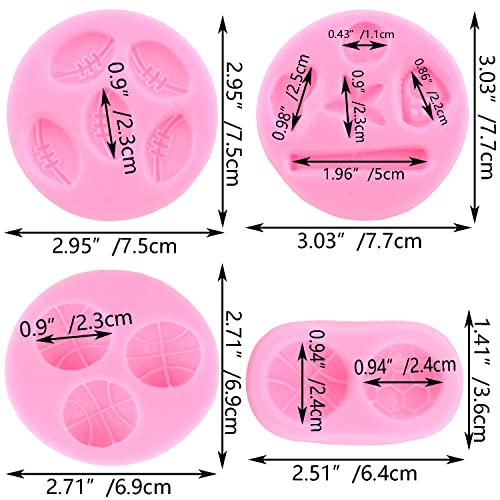 Mujiang Ball Silicone Molds Football Baseball Basketball Rugby Fondant Mold For Cake Decorating Chocolate Candy Clay Set Of 4 - Image 3