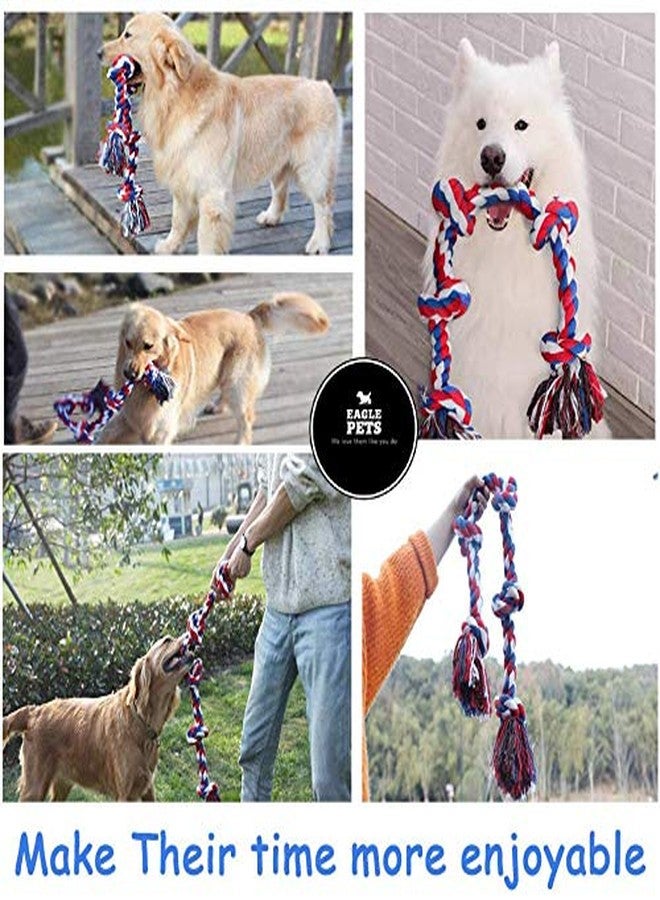 Eagle Pets Pack of 3 Large Dog Rope Tug of War Toys 5 Knot Durable Chew Toy Pack of 3 for Aggressive Chewers (Color May Vary) - Image 2