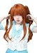 C-ZOFEK Womens Long Orange Cosplay Wig With 2 Detachable Ponytails Straight Hair Great Gift (Orange) - Image 2