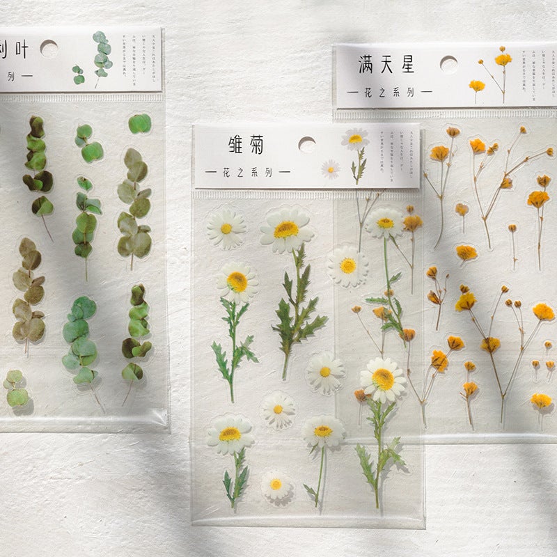 Mr. Paper PET Sticker Flower Series 6 Selected Cross-border Small Fresh Hand Account Decoration Basic Material DIY Sticker gypsophila
