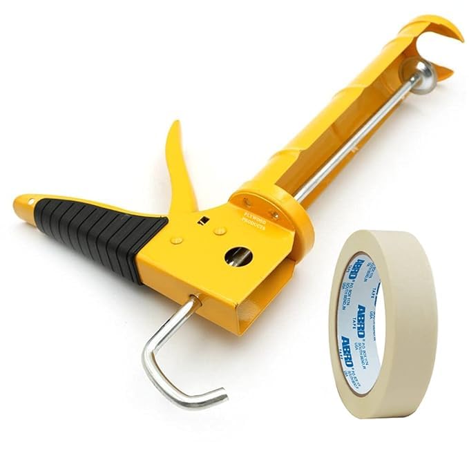 Nadeems World Professional Silicone Sealant Gun with Masking Tape 300ml Capacity 2 Nozzles Yellow and Black pack of 1 - Image 5