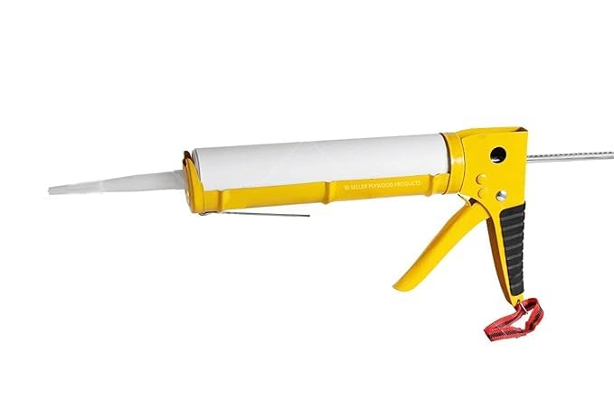 Nadeems World Professional Silicone Sealant Gun with Masking Tape 300ml Capacity 2 Nozzles Yellow and Black pack of 1 - Image 3