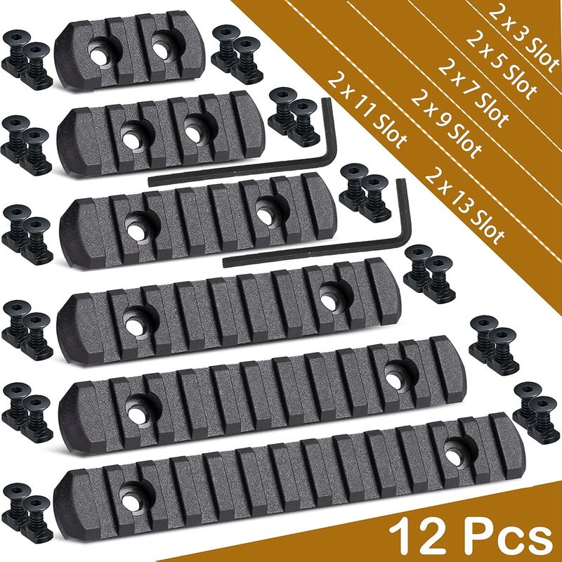CRUSHUNT 12 Pack Single Picatinny Rail 3 3 5 5 7 7 9 9 11 11 13 13 Slots Polymer Black - Image 4