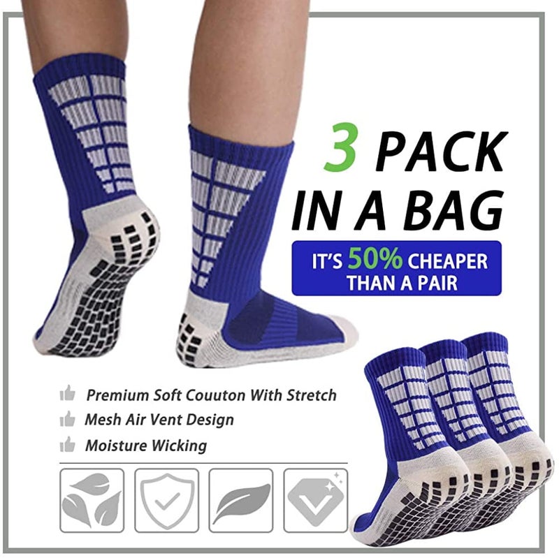 3 pairs, adult dispensing non-slip shock absorption thickened towel bottom socks, unisex elderly diabetic hospital socks/black Size 39-45 - Image 4