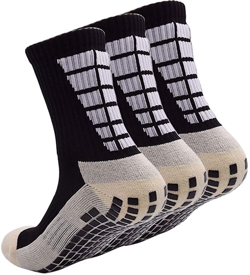 3 pairs, adult dispensing non-slip shock absorption thickened towel bottom socks, unisex elderly diabetic hospital socks/black Size 39-45 - Image 1