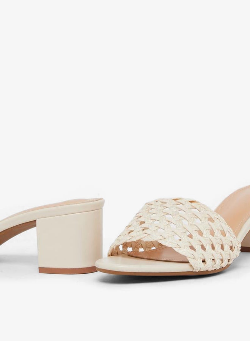 Styli Women Beige Woven Low Heel Mules - Image 2