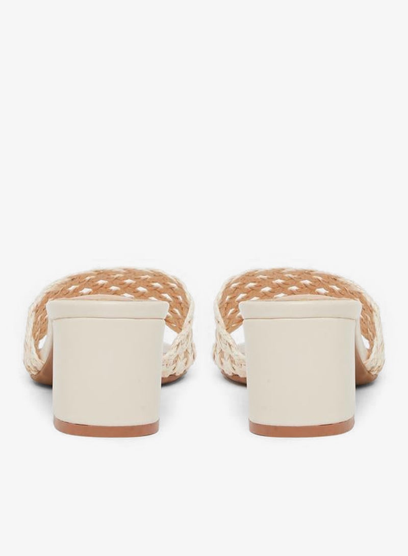 Styli Women Beige Woven Low Heel Mules - Image 3