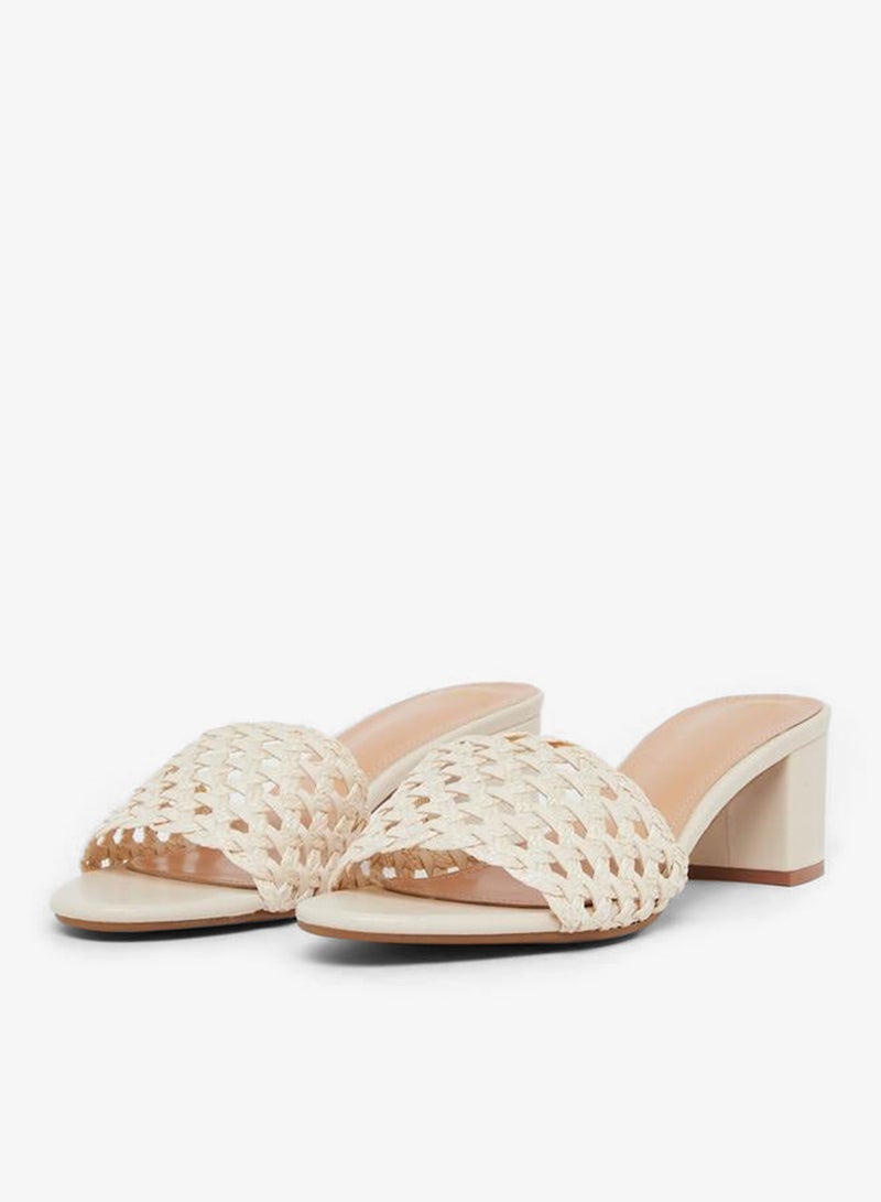 Styli Women Beige Woven Low Heel Mules - Image 1