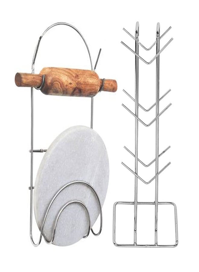 JISUN Stainless Steel Cup Stand/Cup Holder & Chakla Belan Stand for Kitchen - Image 1