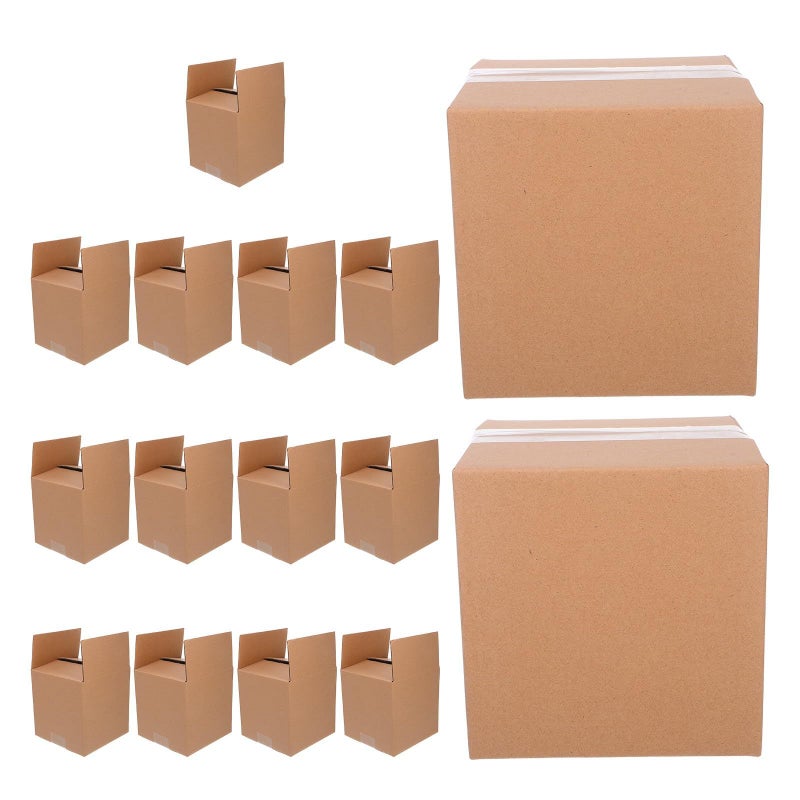 FOMIYES 15pcs Brown Corrugated Cardboard Boxes 15x15x15cm Small Square Shipping Cartons for Moving Storage Business Mailing Supplies - Image 2