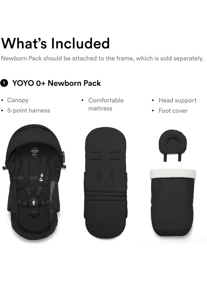 YOYO 0+ Newborn Pack, Black - Includes Mattress, Extendable Canopy & Five-Point Harness - Requires YOYO3 Frame (Sold Separately) - Image 2