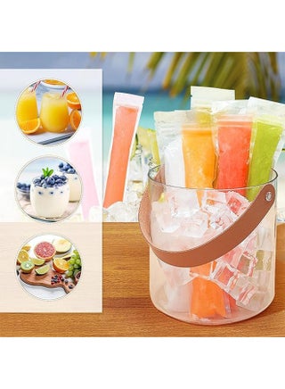 100 Pcs Disposable Ice Pop Mold Bags, ice cream mold, Ice Candy Bags with Zip Seals, popsicle mold bags, For Healthy Snacks,Yogurt Sticks,Juice and Fruit Smoothies Comes With A Funnel color is random - view 5