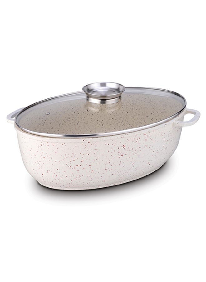 NAVA Die Cast Aluminium Roaster & Casserole "Terrestrial" With Granite Coating -Beige - Image 1