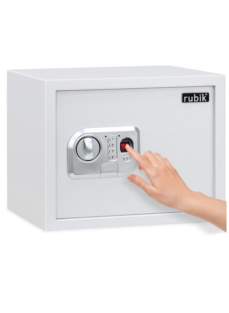 Rubik Large Safe Box Biometric Fingerprint, Digital Keypad and Key Lock, A4 Document Size Safety Locker for Home Office RBFPN30 (8kg, 30x38x30cm) White - Image 1