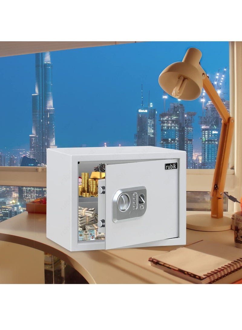 Rubik Large Safe Box Biometric Fingerprint, Digital Keypad and Key Lock, A4 Document Size Safety Locker for Home Office RBFPN30 (8kg, 30x38x30cm) White - Image 5