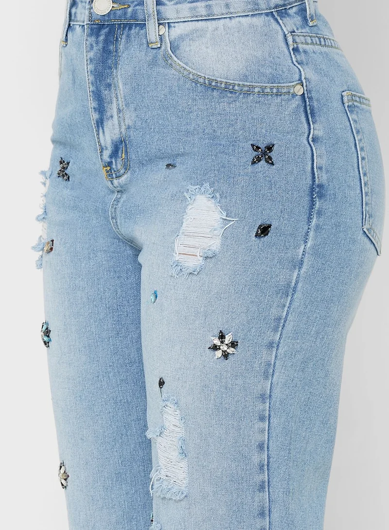 boohoo Distressed Mom Jeans