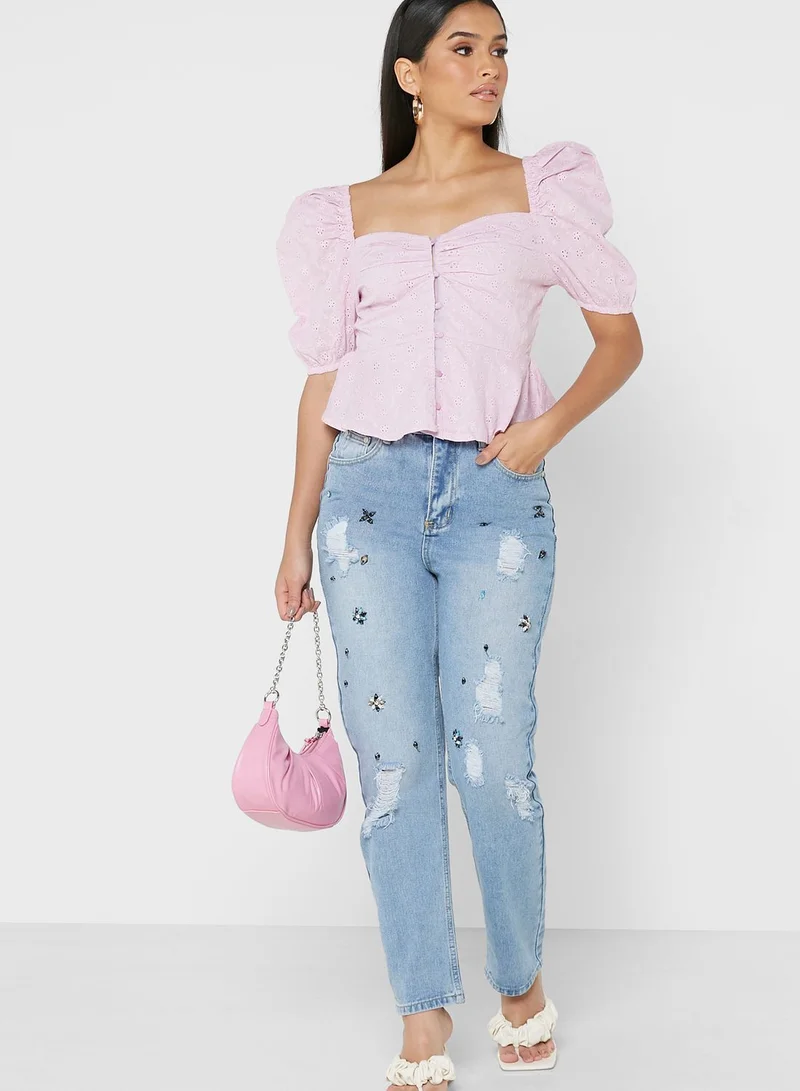 boohoo Distressed Mom Jeans