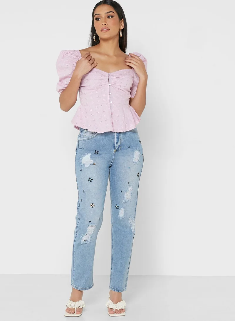 boohoo Distressed Mom Jeans