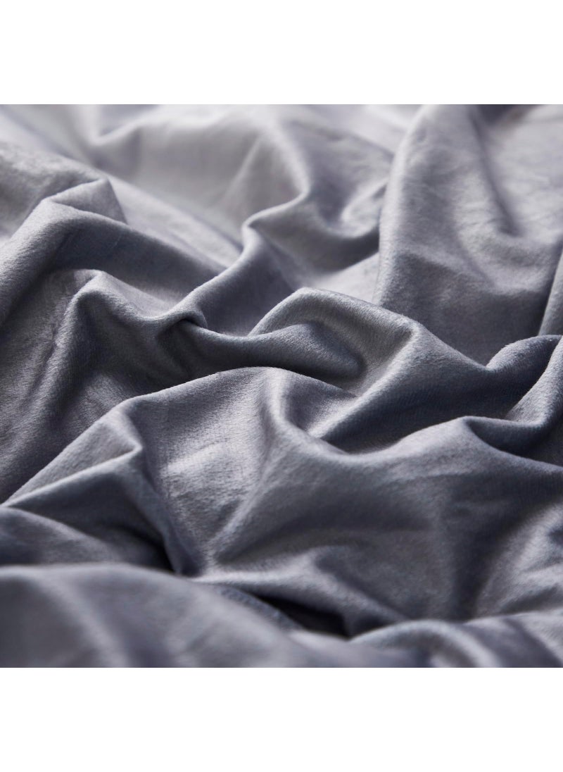 KAREVER KAREVER Gray White Gradient Comforter Set Full Gray Velvet Bedding Comforter Modern Plain White and Deep Gray Gradient Soft Quilt Farmhouse Flannel Comforter Warm Full Bed Comforter  - Image 4