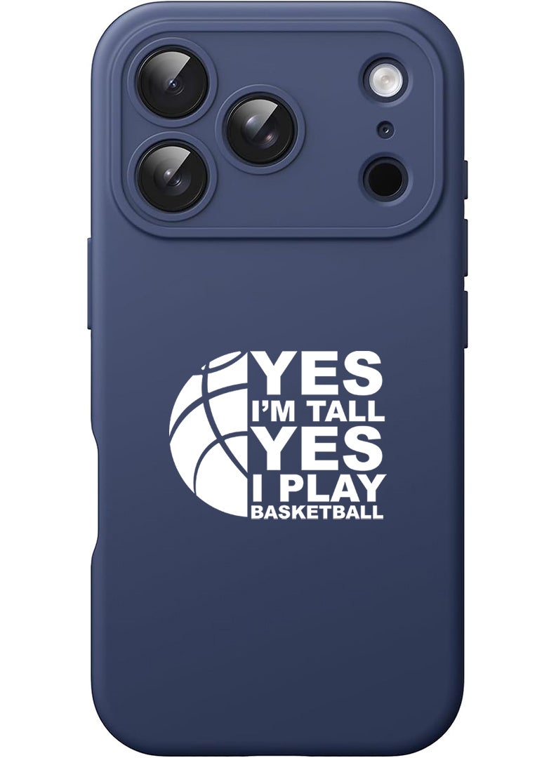 Theodor Protective Slim Fit Case Liquid Silicone Cover with Full Body Protection Anti-Scratch Shockproof Case For Apple iPhone 17 Pro Max (Blue) Basketball White - Image 1