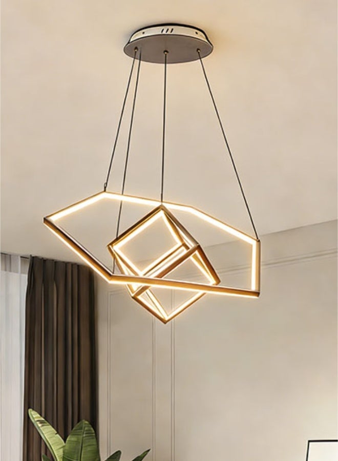 Geometric Art Modern Large Chandelier - Layered Irregular Frame, Adjustable Hanging Cord, 3000K Warm LED Light, Eye-Friendly and Glare-Free, High-Quality Metal Structure, Suitable For Various Occasions, Such As Living Room/Dining Room/Restaurant/Bedroom/Entryway/Hotel/Study-Create a warm home atmosphere - Image 1
