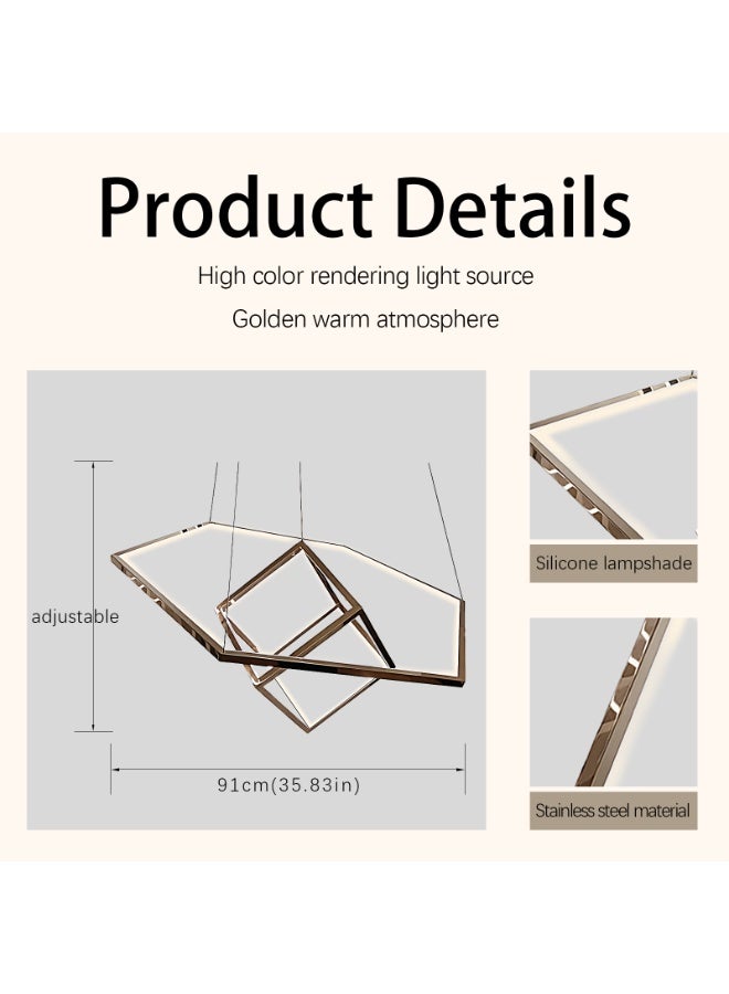 Geometric Art Modern Large Chandelier - Layered Irregular Frame, Adjustable Hanging Cord, 3000K Warm LED Light, Eye-Friendly and Glare-Free, High-Quality Metal Structure, Suitable For Various Occasions, Such As Living Room/Dining Room/Restaurant/Bedroom/Entryway/Hotel/Study-Create a warm home atmosphere - Image 2