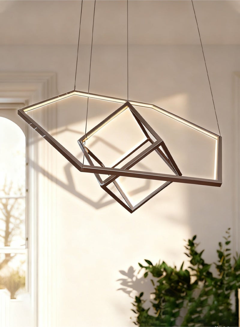 Geometric Art Modern Large Chandelier - Layered Irregular Frame, Adjustable Hanging Cord, 3000K Warm LED Light, Eye-Friendly and Glare-Free, High-Quality Metal Structure, Suitable For Various Occasions, Such As Living Room/Dining Room/Restaurant/Bedroom/Entryway/Hotel/Study-Create a warm home atmosphere - Image 3