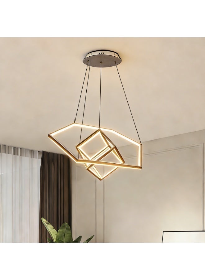 Geometric Art Modern Large Chandelier - Layered Irregular Frame, Adjustable Hanging Cord, 3000K Warm LED Light, Eye-Friendly and Glare-Free, High-Quality Metal Structure, Suitable For Various Occasions, Such As Living Room/Dining Room/Restaurant/Bedroom/Entryway/Hotel/Study-Create a warm home atmosphere - Image 4