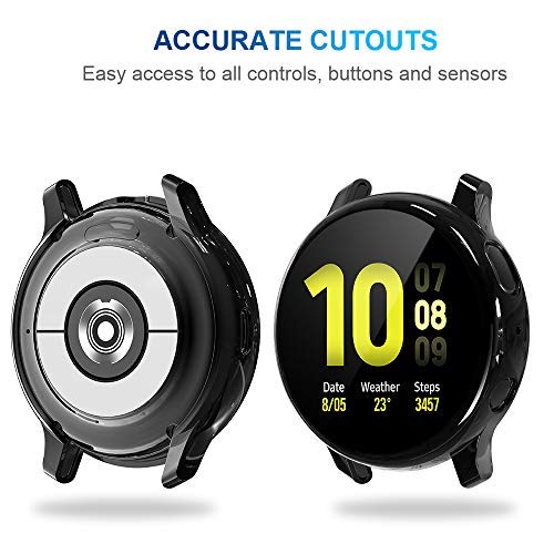 Tensea [2Pack] Tensea Compatible with Samsung Galaxy Watch Active 2 Screen Protector Case 44mm, Bumper Full Around Cover for Samsung Galaxy Watch Active2 44 (Black, 44mm) - Image 3