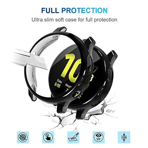Tensea [2Pack] Tensea Compatible with Samsung Galaxy Watch Active 2 Screen Protector Case 44mm, Bumper Full Around Cover for Samsung Galaxy Watch Active2 44 (Black, 44mm) - Image 2