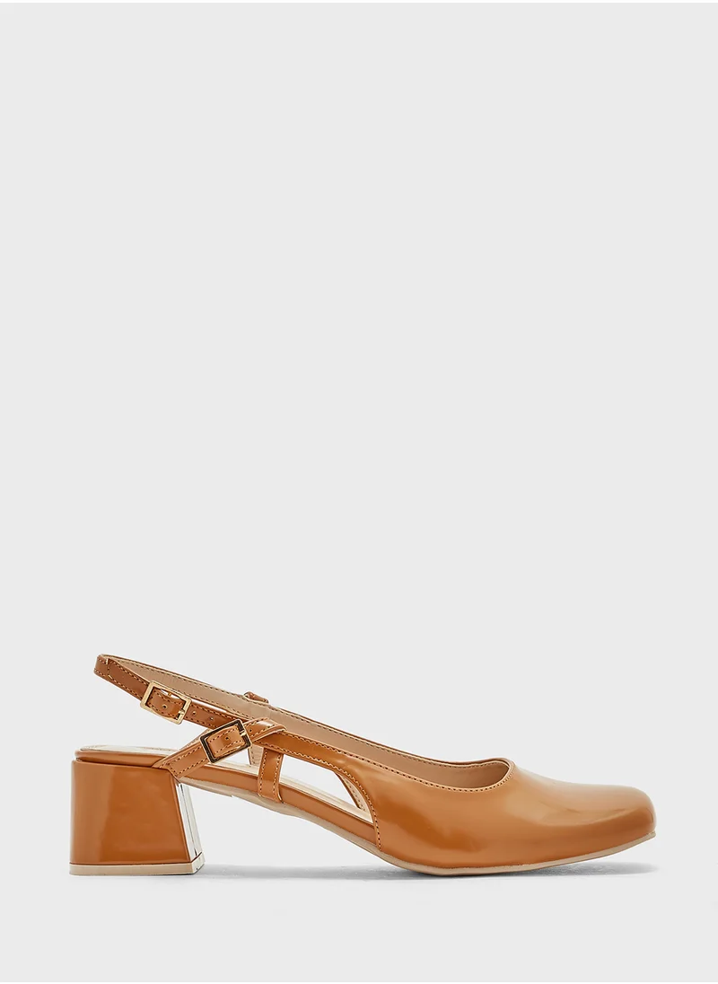 ELLA Square Toe Block Heel Pump