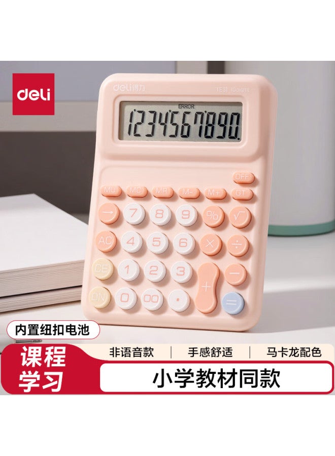 Deli Primary School Student Calculator For Grade 4, Mathematics Textbook Synchronization, Multi-function Office Accounting Calculator Te31 Pink - Image 1