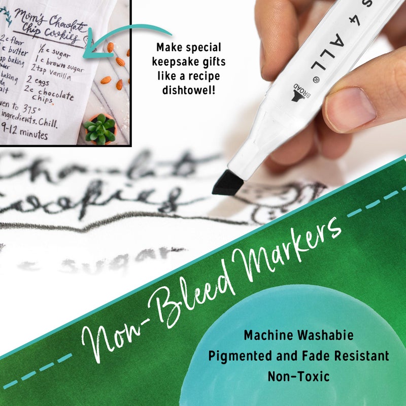 Crafts 4 ALL أقلام ماركر قماش 4 للجميع للملابس - عبوة من 2، أقلام قماش دائمة ذات طرفين - لا تتلاشى، أقلام ماركر قابلة للغسل في الغسالة لتزيين القماش - ماركر للغسيل، يمسح البقع بسهولة - Image 3