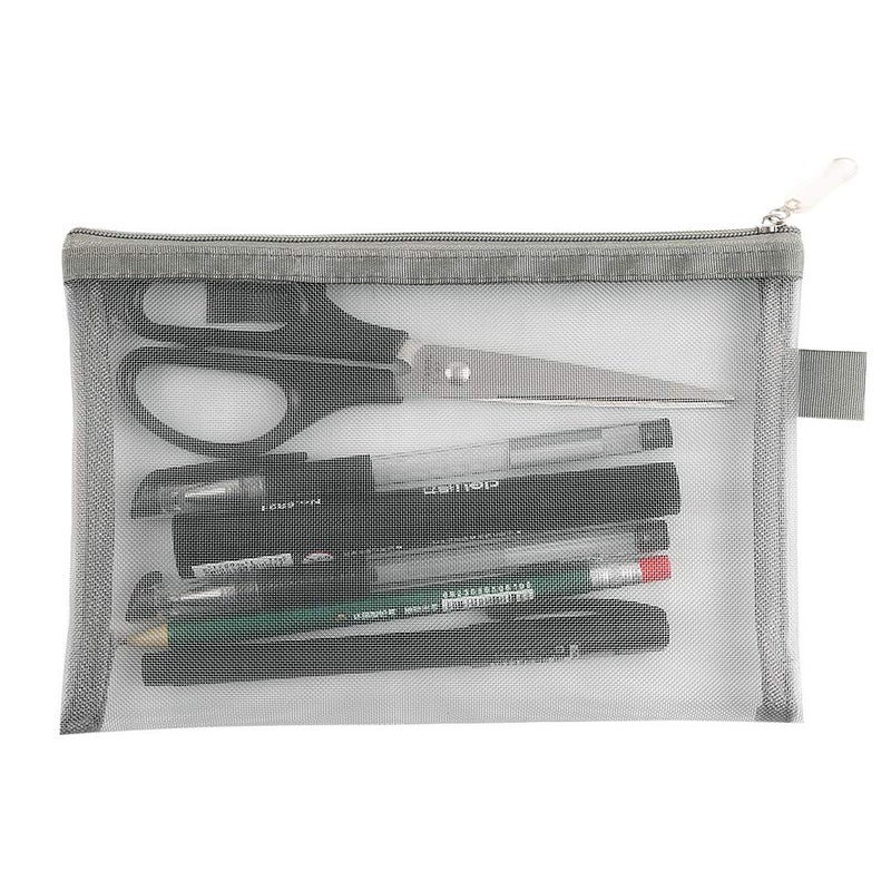 Topfinder Clear Cosmetic Bags Zip Makeup Mesh Bags Pencil Case Pouch Travel Toiletry Kit Set Storage Case ((6A+5A)*3 Grey) - Image 4