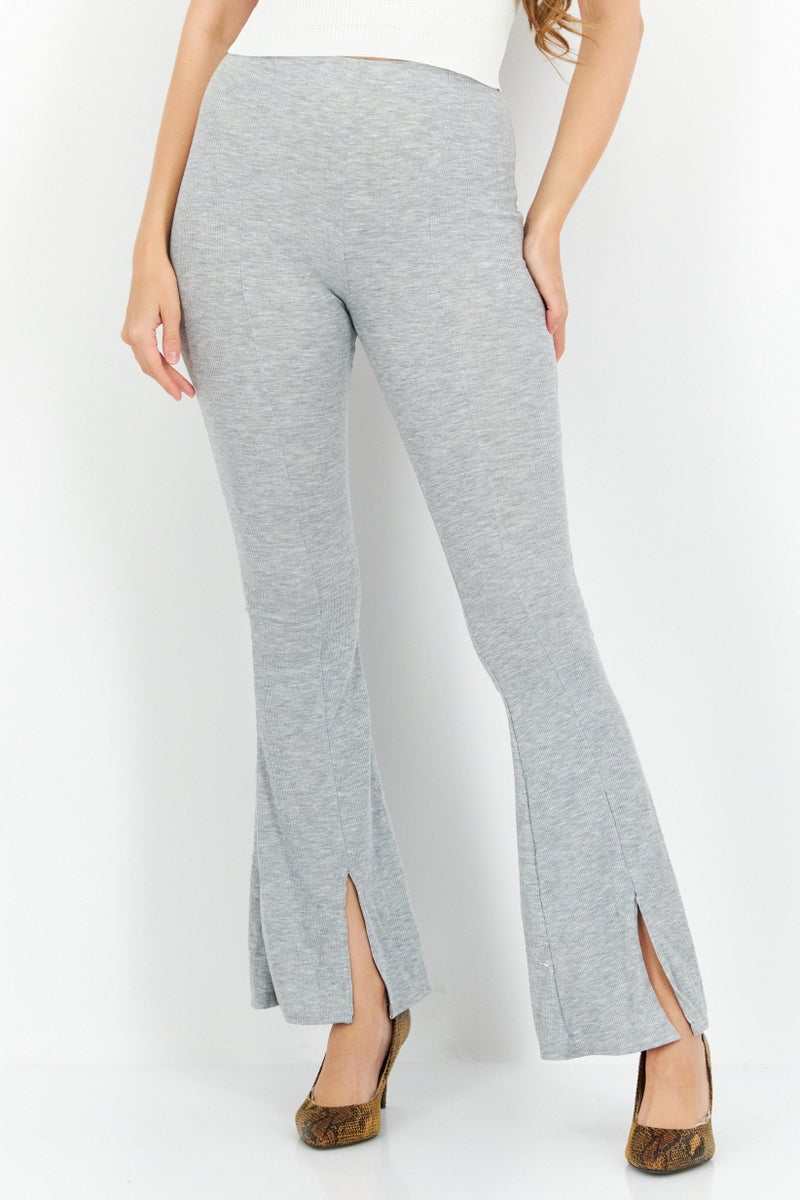 Missguided Women Regular Fit Heather Bootcut Pant, Grey - Image 1