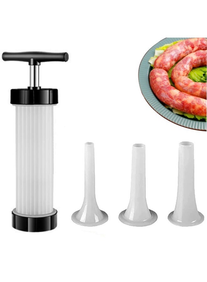 kulusion Sausage Stuffer - Homemade Manual Sausage Maker, Fast Meat Filling Machine, Food Grade Kitchen Sausage Stuffer Tool for Household Use (3 Stuffing Tubes) - Image 1