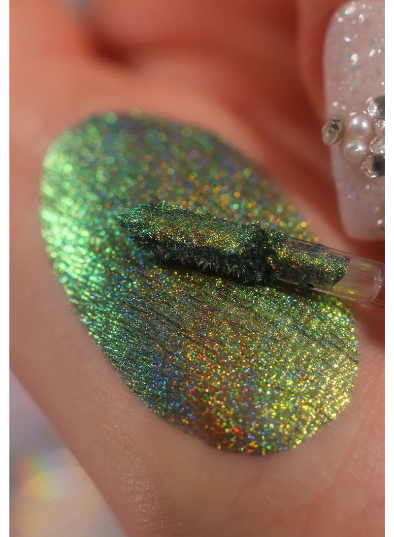 HOLOGRAPHIC MULTICHROME LIQUID GLITTER EYESHADOW - EMERELDA - Image 4