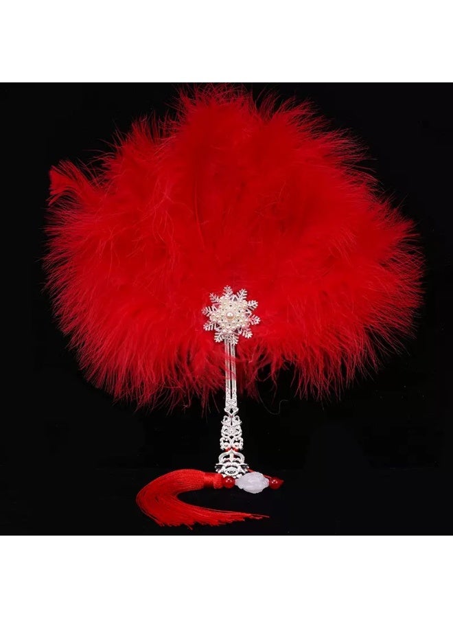 Elegant And Beautiful Hand-Held Feather Fans, Unique And Exquisite, Can Be Used As Photo Props, For Photography, Home Decoration And Dance Performances.