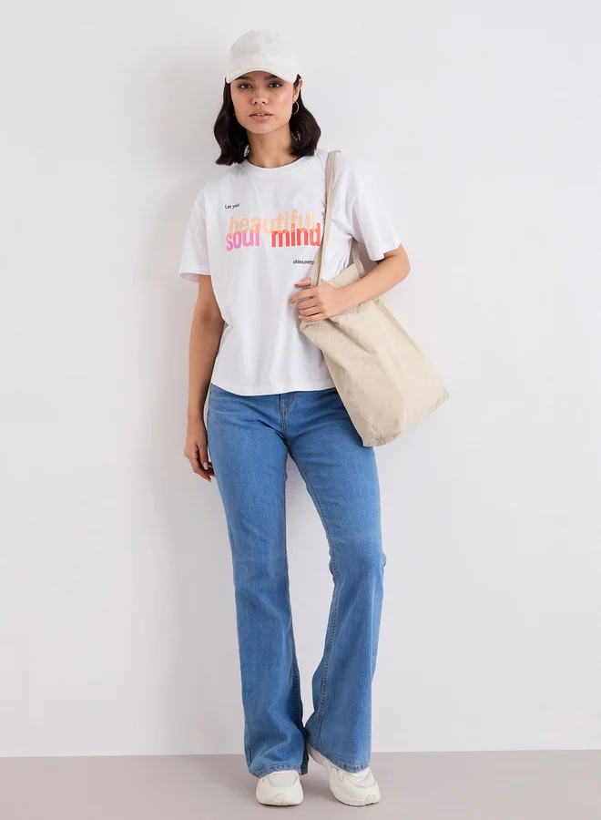 Styli Styli Slogan Print Round Neck T-Shirt