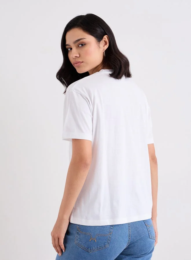 Styli Styli Slogan Print Round Neck T-Shirt